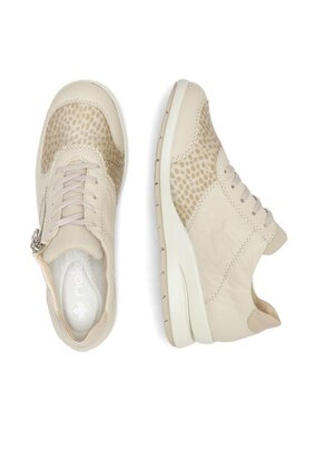 Rieker Sneakersy L4821-60 Écru. Materiał: skóra