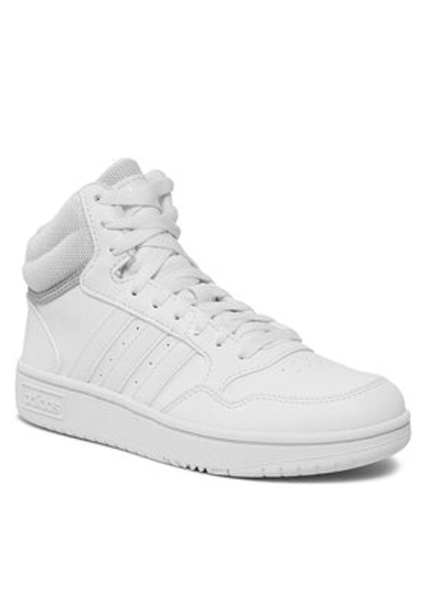 Adidas - adidas Sneakersy Hoops 3.0 Mid K GW0401 Biały. Kolor: biały. Materiał: skóra