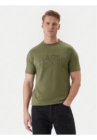 Karl Lagerfeld - KARL LAGERFELD T-Shirt 755035 562221 Zielony Regular Fit. Typ kołnierza: dekolt w karo. Kolor: zielony. Materiał: bawełna #1