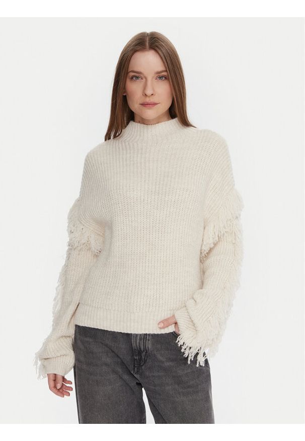 only - ONLY Sweter Molly 15363467 Beżowy Regular Fit. Kolor: beżowy. Materiał: syntetyk