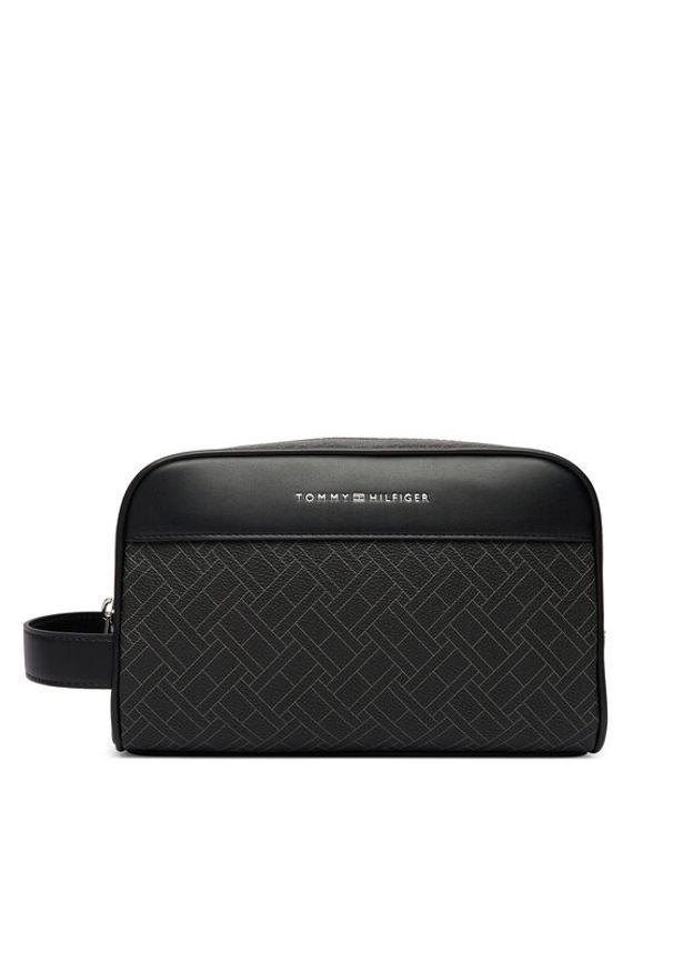 TOMMY HILFIGER - Tommy Hilfiger Kosmetyczka Th Flag Monogram Washbag AM0AM14298 Czarny. Kolor: czarny. Materiał: skóra
