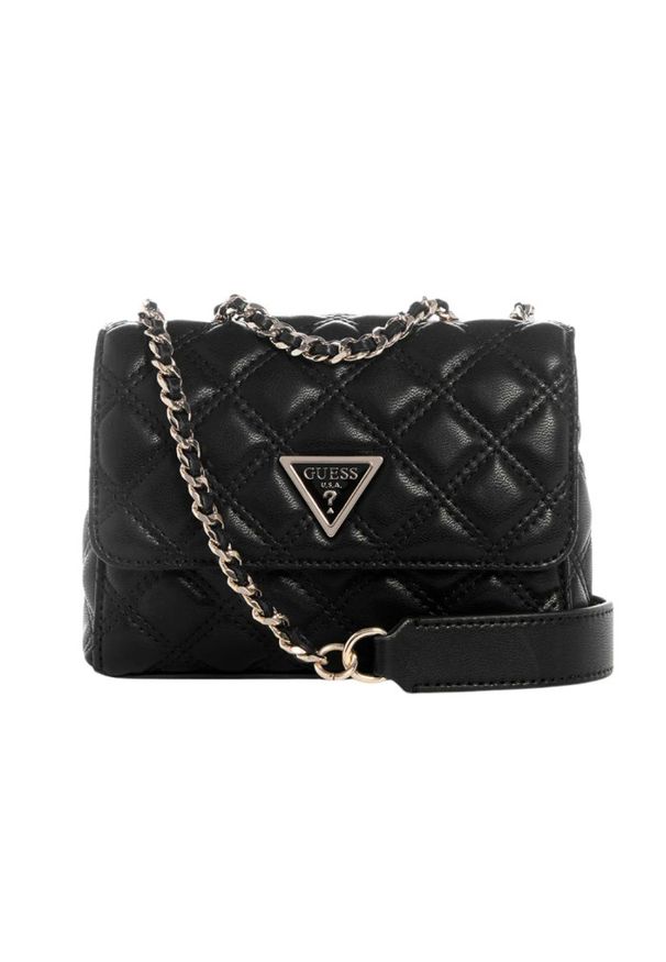 Guess - GUESS Czarna torebka damska Giully II Mini. Kolor: czarny. Materiał: skórzane. Styl: elegancki. Rodzaj torebki: na ramię
