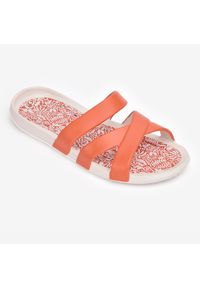 Decathlon - Klapki basenowe damskie Nabaiji 500. Kolor: czerwony, biały, wielokolorowy, pomarańczowy. Wzór: gładki. Styl: sportowy #1