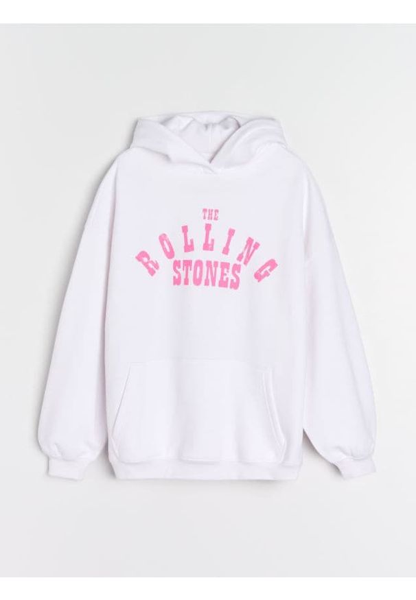 Sinsay - Bluza z nadrukiem The Rolling Stones - kremowy. Kolor: kremowy. Wzór: nadruk