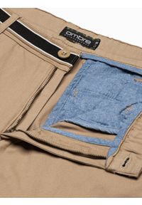 Ombre Clothing - Spodnie męskie chino P156 - beżowe - XXL. Okazja: na co dzień. Kolor: beżowy. Materiał: bawełna, tkanina, elastan. Styl: casual, klasyczny #5