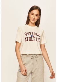 Russell Athletic - Russel Athletic - T-shirt. Okazja: na co dzień. Kolor: beżowy. Materiał: dzianina. Styl: casual #1