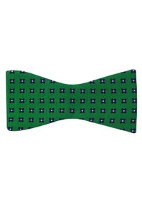 Modini - Zielona mucha wiązana w granatowe kwiaty W90. Kolor: zielony, wielokolorowy, niebieski. Materiał: poliester, tkanina. Wzór: kwiaty. Styl: elegancki #1