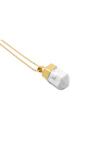 Brazi Druse Jewelry - Naszyjnik Howlit złocony. Materiał: pozłacane, złote, srebrne
