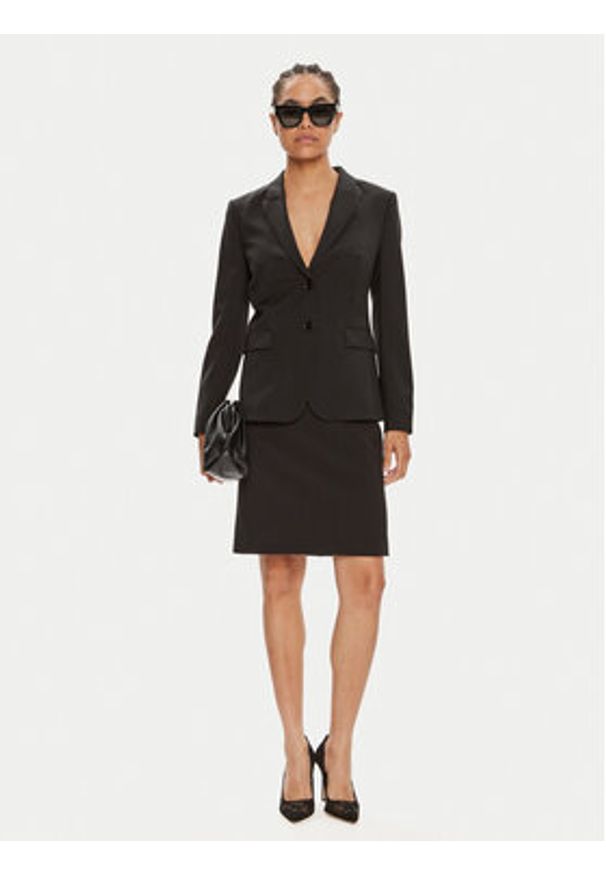 BOSS - Boss Spódnica ołówkowa Vileah 50490036 Czarny Slim Fit. Kolor: czarny. Materiał: wełna