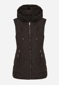 Born2be - Czarna Przejściowa Kamizelka o Taliowanym Kroju z Kapturem Olendra. Okazja: na co dzień, na spacer. Typ kołnierza: kaptur. Kolor: czarny. Materiał: poliester, jeans. Styl: klasyczny, casual, sportowy #3