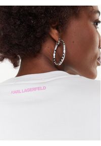 Karl Lagerfeld - KARL LAGERFELD Bluza Future Logo 225W1804 Écru Regular Fit. Typ kołnierza: dekolt w karo. Materiał: bawełna #7