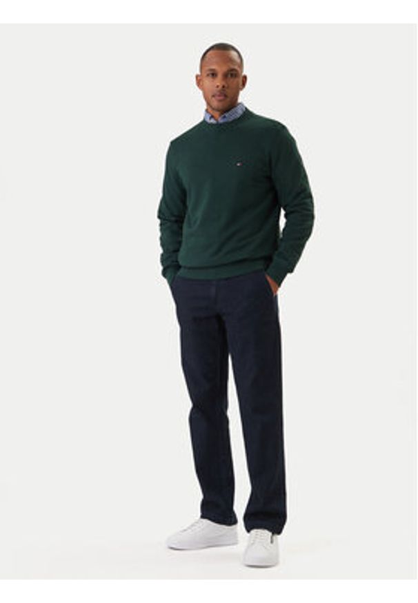TOMMY HILFIGER - Tommy Hilfiger Bluza Essential MW0MW37237 Zielony Regular Fit. Kolor: zielony. Materiał: bawełna