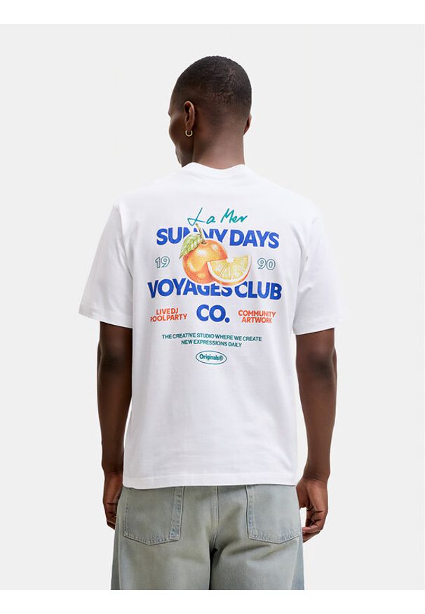 Jack & Jones T-Shirt Riviera 12295202 Biały Regular Fit. Kolor: biały. Materiał: bawełna