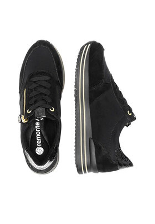 Remonte Sneakersy D1316-01 Czarny. Kolor: czarny. Materiał: materiał