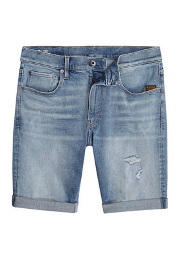 G-Star RAW - G-Star Raw Szorty jeansowe 3301 D10481-D760 Niebieski Slim Fit. Kolor: niebieski. Materiał: bawełna