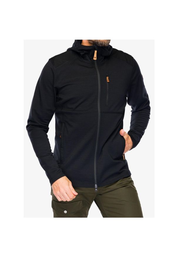 Fjällräven - Kurtka polarowa męska Fjallraven Keb Fleece Hoodie. Kolor: czarny. Materiał: polar. Sport: turystyka piesza