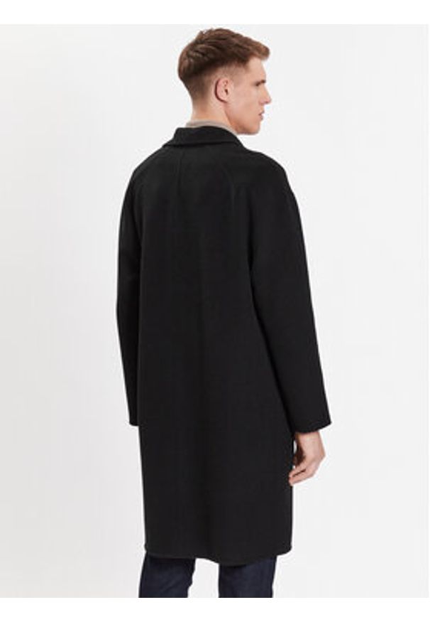 Calvin Klein Płaszcz wełniany K10K111601 Czarny Regular Fit. Kolor: czarny. Materiał: syntetyk, wełna