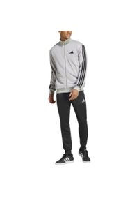 Adidas - Dres adidas Szary 3 Paski. Kolor: szary. Materiał: poliester. Wzór: paski. Sport: fitness #1
