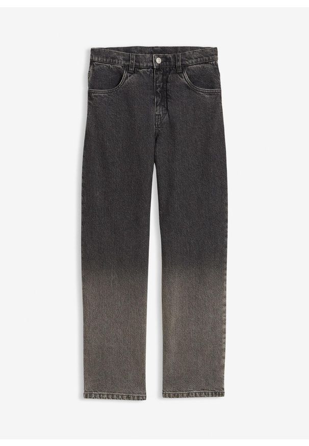 bonprix - Dżinsy cieniowane, loose fit, straight. Okazja: na co dzień. Kolor: szary. Styl: casual