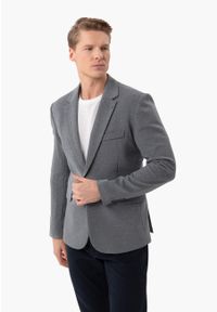 Volcano - Szara marynarka JB-ABIS. Okazja: na co dzień. Kolor: szary. Materiał: dzianina, poliester, wiskoza, elastan. Długość: długie. Styl: casual, elegancki, klasyczny #1