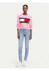 Tommy Jeans Sweter Flag DW0DW22930 Różowy jasny Regular Fit. Kolor: różowy. Materiał: bawełna #4