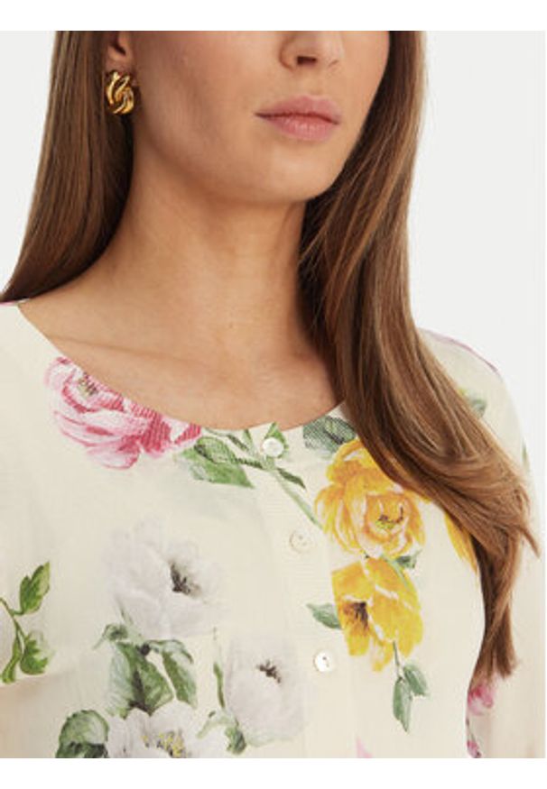 Luisa Spagnoli Kardigan Contesto 100300 Beżowy Slim Fit. Kolor: beżowy. Materiał: syntetyk