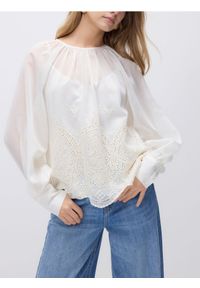 Reserved - Bluzka z lyocellem - złamana biel. Materiał: tkanina #1