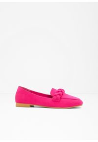 bonprix - Loafersy z plecionym paskiem. Zapięcie: pasek. Kolor: różowy. Styl: elegancki #1