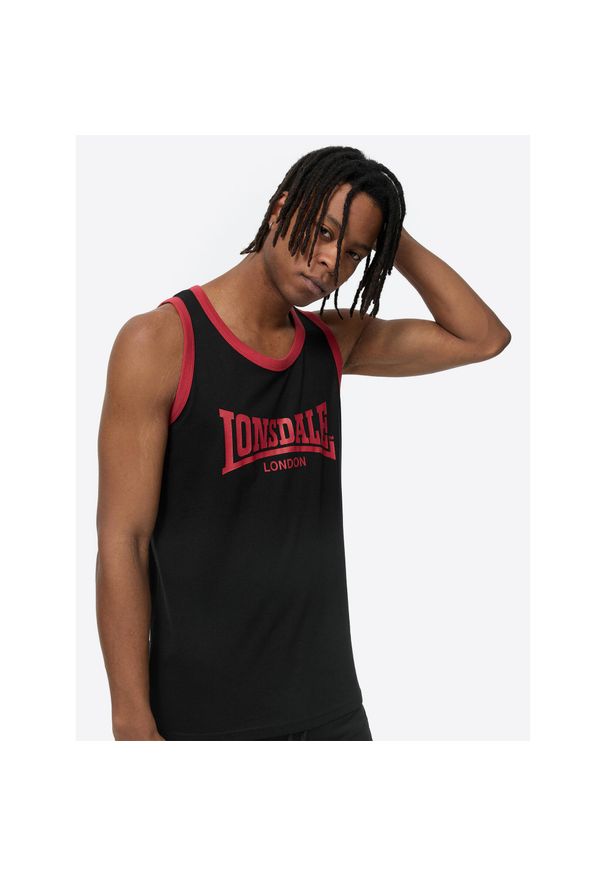 Tank top Lonsdale Knockan. Kolor: wielokolorowy, czarny, czerwony. Materiał: tkanina, bawełna. Długość rękawa: bez rękawów