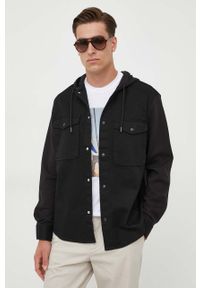 Armani Exchange koszula męska kolor czarny relaxed. Typ kołnierza: kaptur. Kolor: czarny. Długość rękawa: długi rękaw. Długość: długie #3