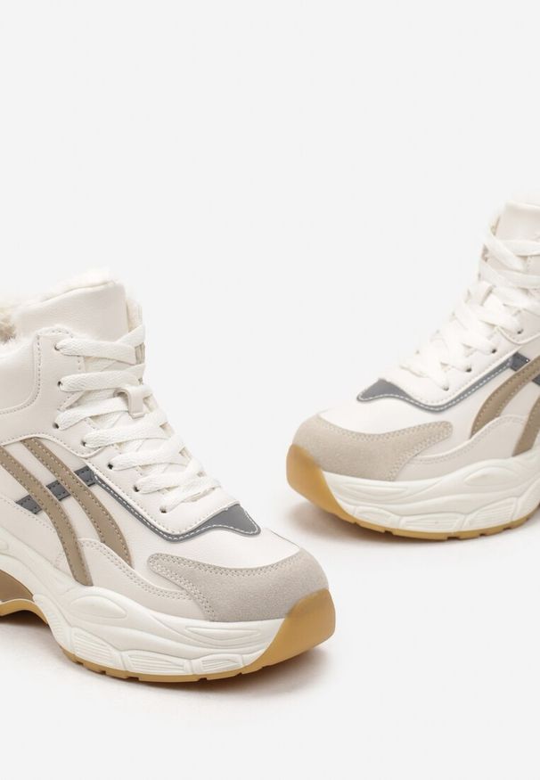 Born2be - Beżowe Sneakersy za Kostkę na Platformie Eloriane. Wysokość cholewki: za kostkę. Kolor: beżowy. Sezon: zima. Obcas: na platformie