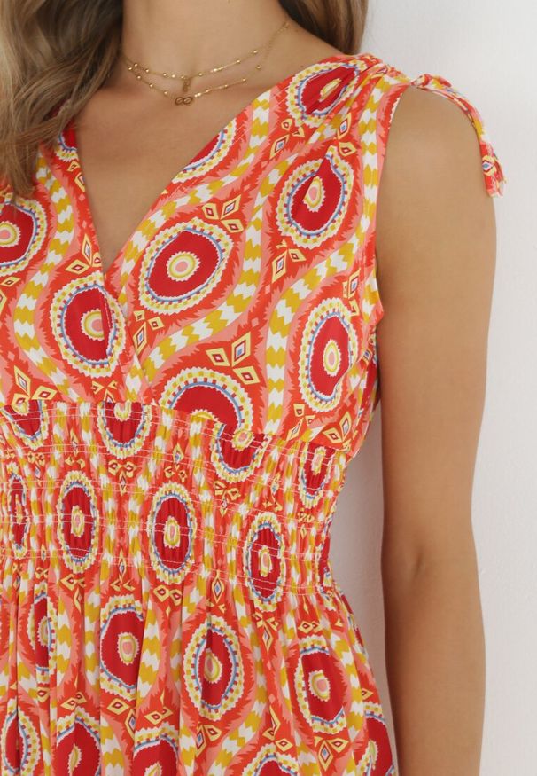 Born2be - Pomarańczowa Rozkloszowana Sukienka Maxi z Gumką w Pasie Branna. Kolor: pomarańczowy. Długość: maxi