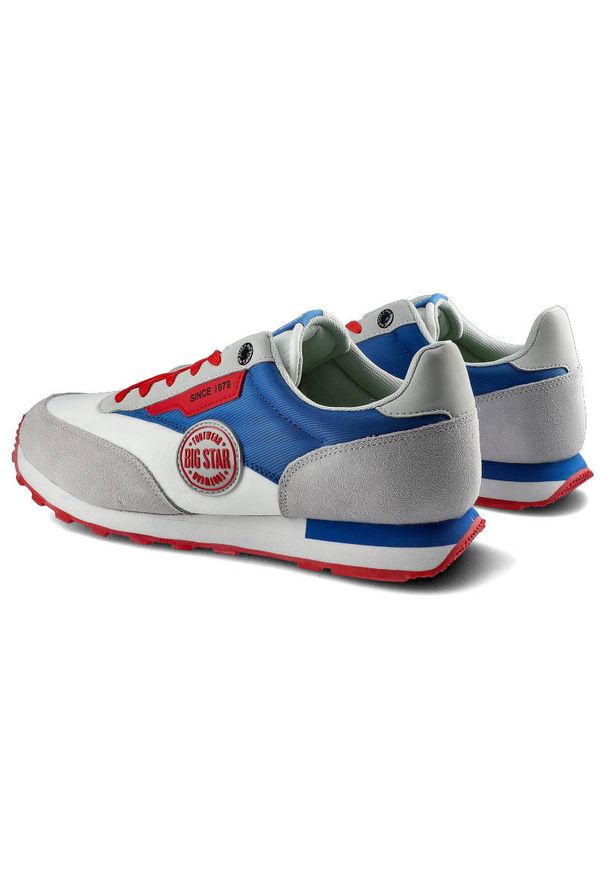 Big-Star - Białe Sneakersy Big Star Męskie Modne Obuwie. Kolor: biały. Materiał: skóra ekologiczna, zamsz, materiał. Szerokość cholewki: normalna. Wzór: aplikacja