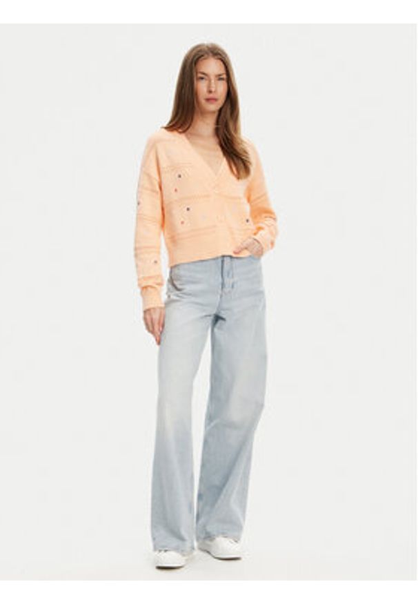 United Colors of Benetton - United Colors Of Benetton Kardigan 10C1E604W Pomarańczowy Regular Fit. Kolor: pomarańczowy. Materiał: bawełna