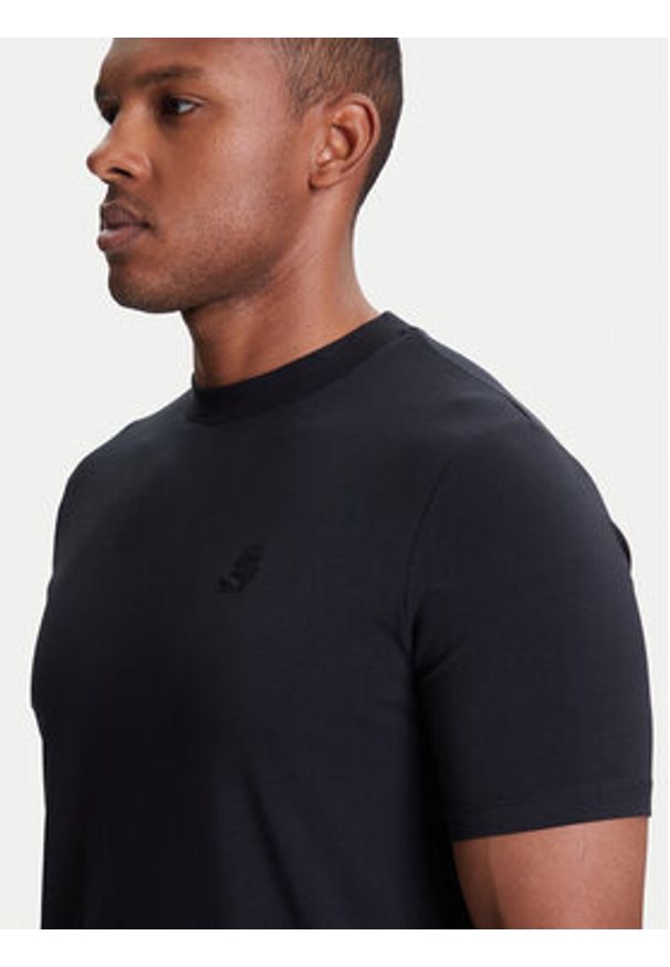 Karl Lagerfeld - KARL LAGERFELD T-Shirt 755750 553221 Granatowy Regular Fit. Typ kołnierza: dekolt w karo. Kolor: niebieski. Materiał: bawełna