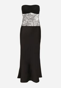 Born2be - Czarna Sukienka Koktajlowa z Wiskozą o Dopasowanym Kroju z Koronką Wstawką Nilanella. Okazja: na imprezę. Kolor: czarny. Materiał: koronka, wiskoza. Wzór: koronka. Typ sukienki: dopasowane. Styl: wizytowy #6