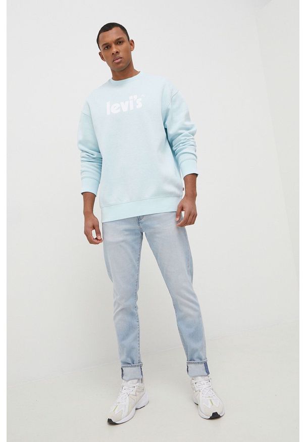 Levi's® - Levi's bluza męska z nadrukiem. Okazja: na spotkanie biznesowe. Kolor: niebieski. Materiał: dzianina. Wzór: nadruk. Styl: biznesowy