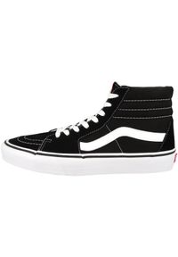 Buty do chodzenia unisex Vans SK8HI. Wysokość cholewki: za kostkę. Zapięcie: sznurówki. Kolor: czarny. Materiał: tkanina, skóra, materiał, syntetyk. Szerokość cholewki: normalna. Model: Vans SK8. Sport: turystyka piesza