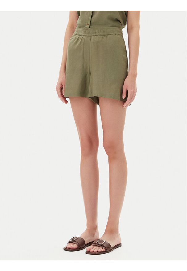 Vero Moda Szorty materiałowe Thea 10333804 Zielony Loose Fit. Kolor: zielony. Materiał: len