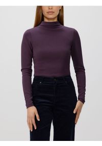 Reserved - Body z modalem - ciemnofioletowy. Kolor: fioletowy. Materiał: dzianina