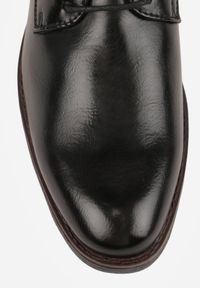 Born2be - Czarne Półbuty Wizytowe ze Skórzaną Wkładką i Geometryczną Wstawką Everis. Kolor: czarny. Materiał: skóra. Wzór: geometria. Styl: wizytowy #4