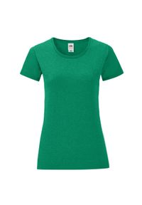 FRUIT OF THE LOOM - Koszulka Damska Iconic Heather T-shirt. Kolor: zielony
