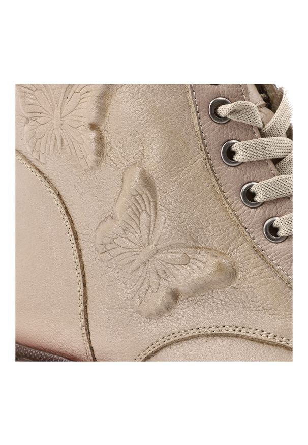 Beżowe Botki Artiker Eleganckie Skórzane Buty. Kolor: beżowy. Materiał: skóra. Styl: elegancki