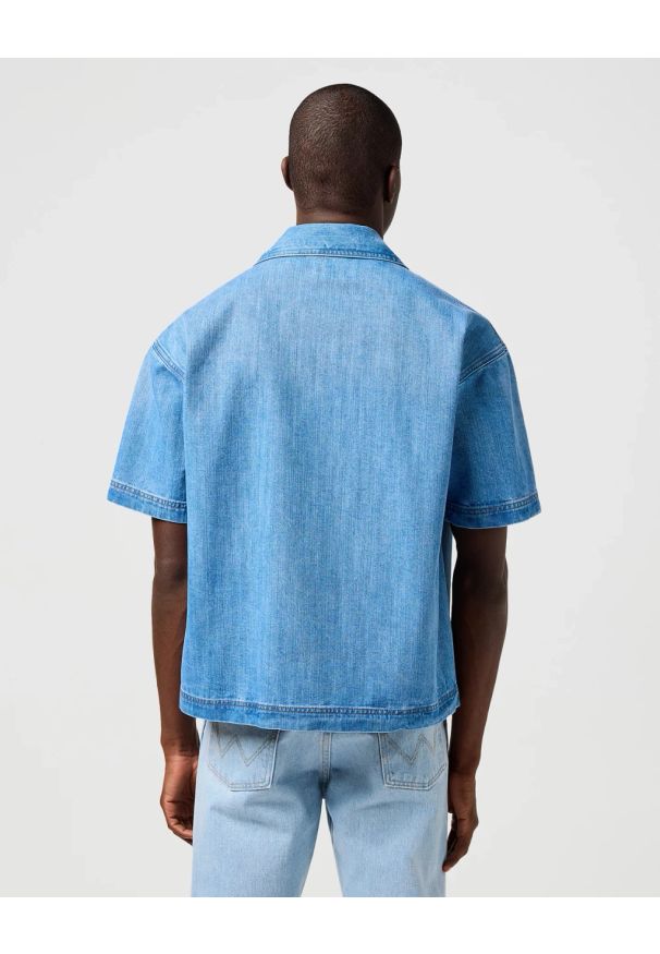Wrangler - MESKA KOSZULA JEANSOWA WRANGLER SS CJ OVERSHIRT MID WASH 112362747. Materiał: jeans