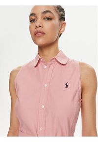 Polo Ralph Lauren Sukienka koszulowa 211943505002 Różowy Regular Fit. Typ kołnierza: polo. Kolor: różowy. Materiał: bawełna. Typ sukienki: koszulowe