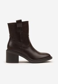 Born2be - Ciemnobrązowe Botki na Obcasie Vices z Ozdobą Alerrise. Kolor: brązowy. Materiał: jeans. Wzór: aplikacja. Obcas: na obcasie. Styl: elegancki. Wysokość obcasa: średni #6