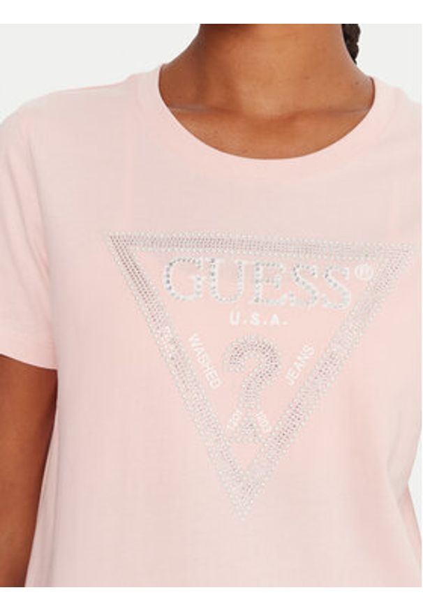 Guess T-Shirt W5BI18 I3Z14 Różowy Regular Fit. Kolor: różowy. Materiał: bawełna