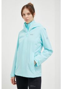 Jack Wolfskin kurtka outdoorowa Pack & Go Shell kolor turkusowy. Kolor: turkusowy. Materiał: materiał #1