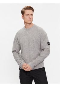 Calvin Klein Sweter K10K110401 Szary Regular Fit. Kolor: szary. Materiał: syntetyk