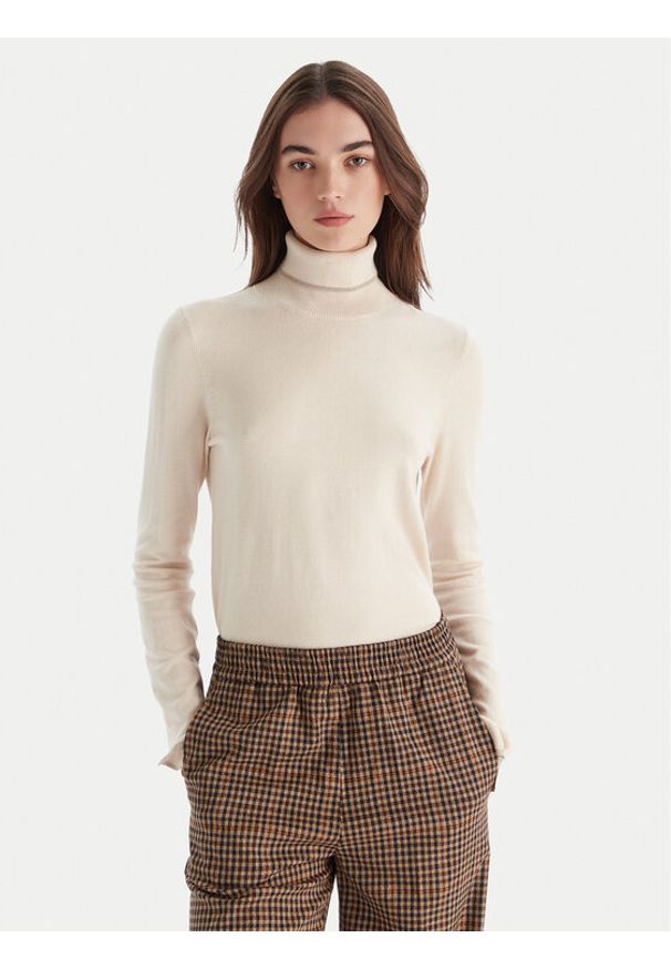 Liu Jo Golf MF5229 MS49I Écru Regular Fit. Typ kołnierza: golf. Materiał: syntetyk, wiskoza